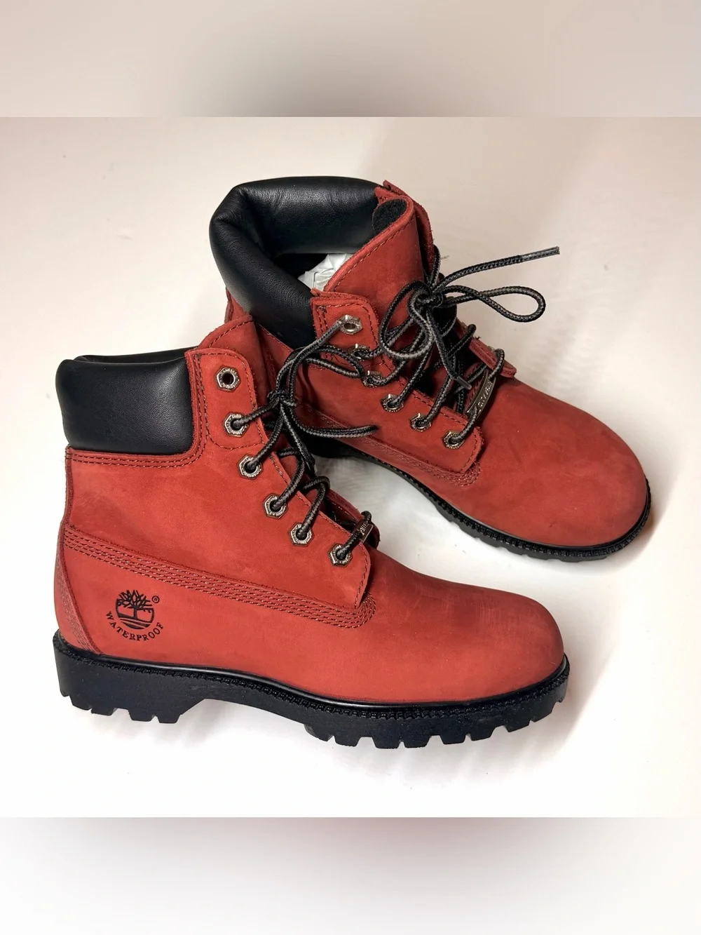 Timberland Juniors 6-inch Premium Waterproof Boots red and black Size- 6.5 M